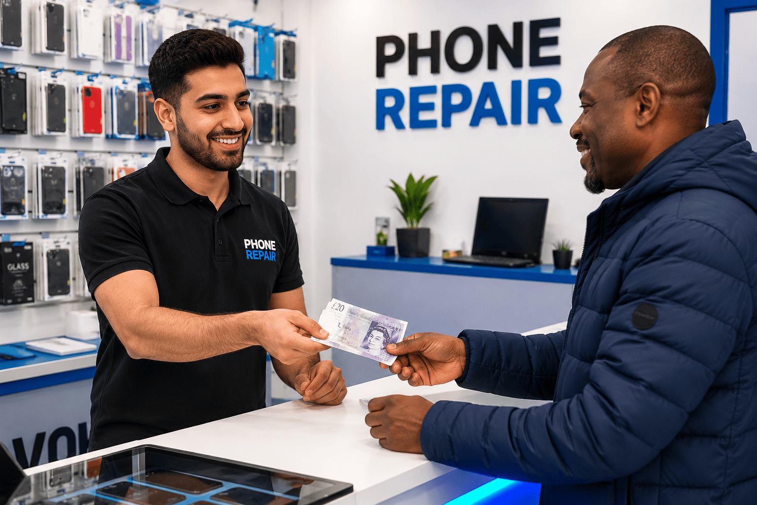 Selling phone for cash at Phone Craft Bristol shop
